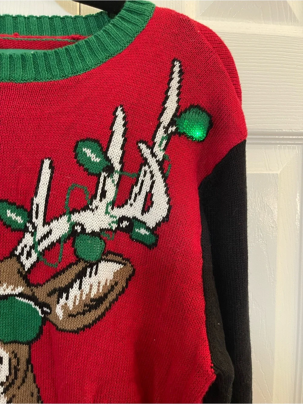 Ugly Christmas Sweater Men's Red & Black Holiday Reindeer Sweater - Let It Glow